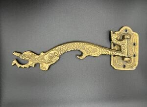 Vintage Brass Dragon Wall Hook, Gothic Lantern, Dragon Decor, Maximalist